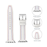 Three-line Leather Watchband For Apple Watch Series, 7 41mm / 6&SE&5&4 40mm / 3&2&1 38mm, 7 45mm / 6&SE&5&4 44mm / 3&2&1 42mm