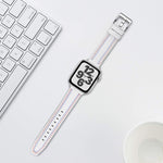 Three-line Leather Watchband For Apple Watch Series, 7 41mm / 6&SE&5&4 40mm / 3&2&1 38mm, 7 45mm / 6&SE&5&4 44mm / 3&2&1 42mm