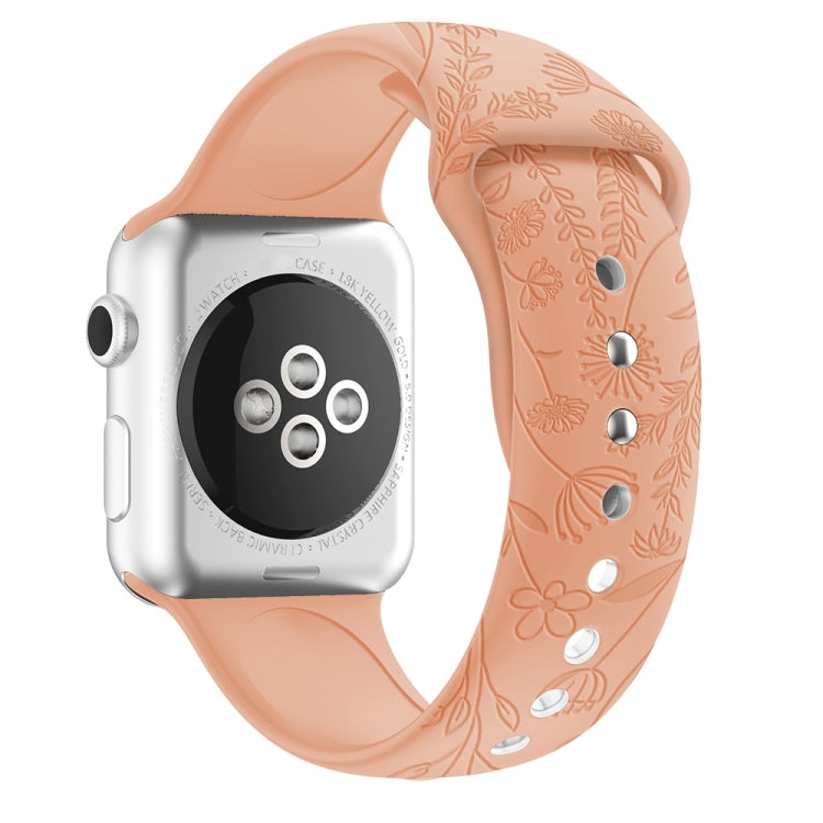 سوار ساعة من السيليكون بنقش فراشات وحب الزهور لسلسلة Apple Watch، 7 41مم / 6&SE&5&4 40مم / 3&2&1 38مم
