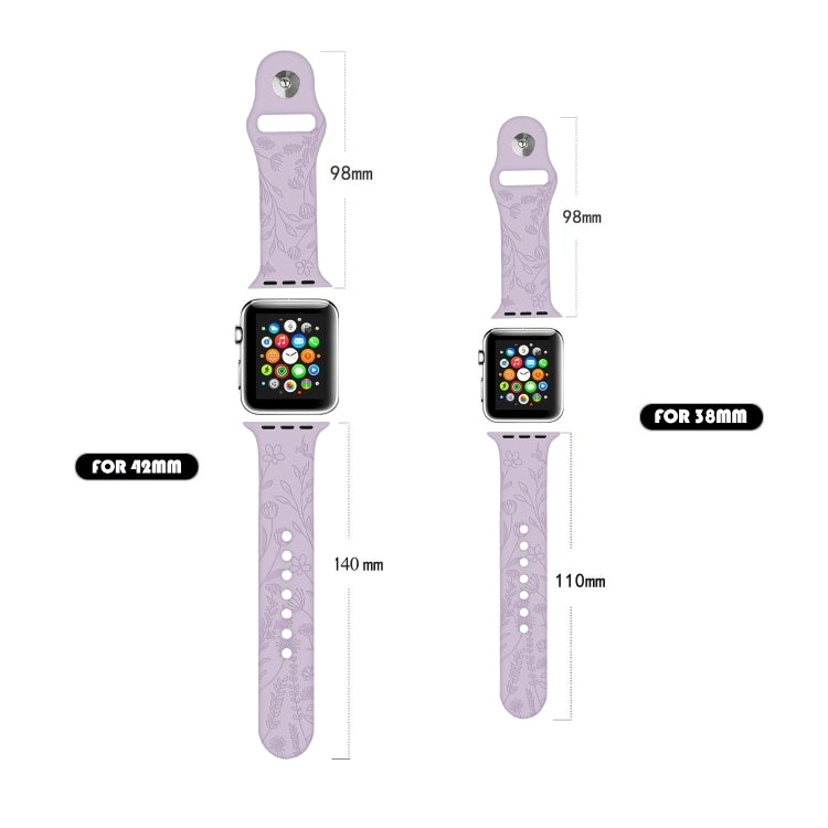سوار ساعة من السيليكون بنقش فراشات وحب الزهور لسلسلة Apple Watch، 7 41مم / 6&SE&5&4 40مم / 3&2&1 38مم