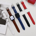 Glossy Leather Watchband For Apple Watch Series, 7 41mm / 6&SE&5&4 40mm / 3&2&1 38mm, 7 45mm / 6&SE&5&4 44mm / 3&2&1 42mm