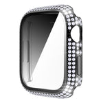 غطاء ساعة من PC الماسي + زجاج مقسى لسلسلة Apple Watch 7 41 مم، 7 45 مم