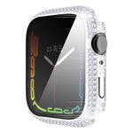 غطاء ساعة من PC الماسي + زجاج مقسى لسلسلة Apple Watch 7 41 مم، 7 45 مم