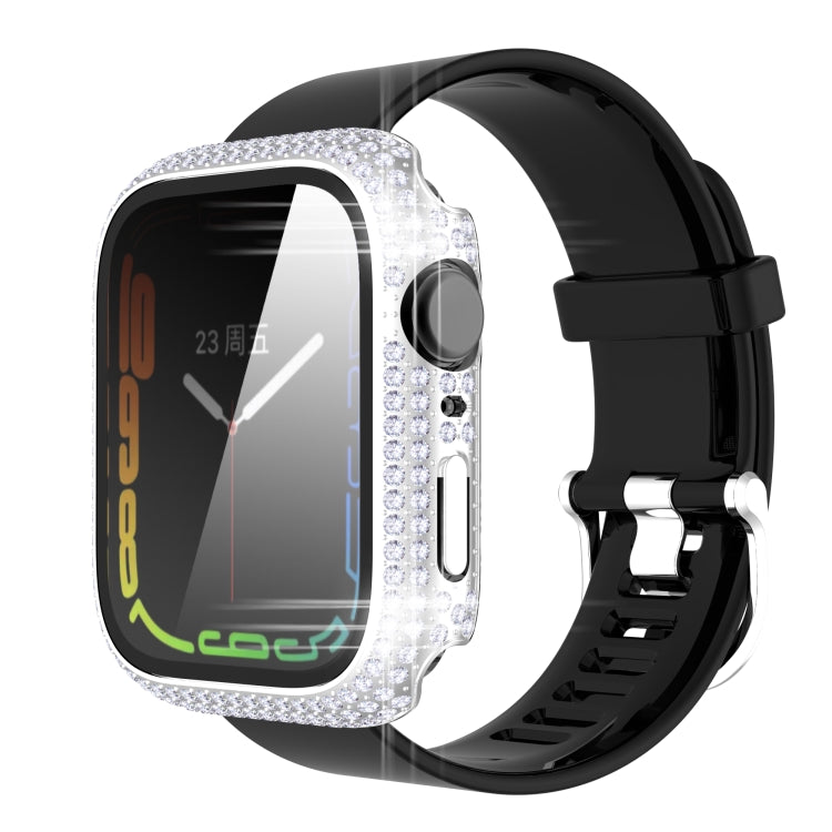 غطاء ساعة من PC الماسي + زجاج مقسى لسلسلة Apple Watch 7 41 مم، 7 45 مم