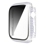 غطاء ساعة من PC الماسي + زجاج مقسى لسلسلة Apple Watch 7 41 مم، 7 45 مم