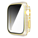 غطاء ساعة من PC الماسي + زجاج مقسى لسلسلة Apple Watch 7 41 مم، 7 45 مم
