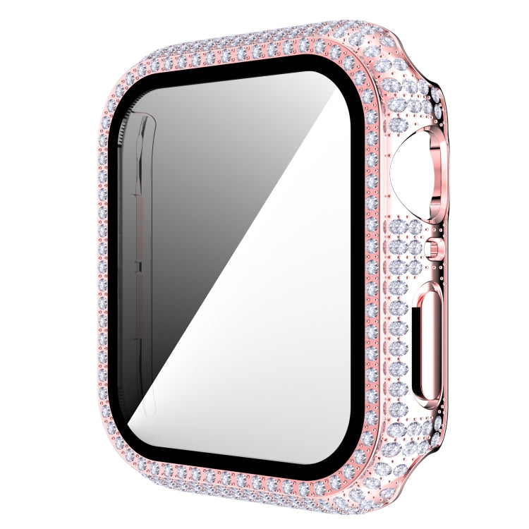 غطاء ساعة من PC الماسي + زجاج مقسى لسلسلة Apple Watch 6 و SE و 5 و 4 40 مم، 6 و SE و 5 و 4 44 مم