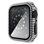 غطاء ساعة من PC الماسي + زجاج مقسى لسلسلة Apple Watch 6 و SE و 5 و 4 40 مم، 6 و SE و 5 و 4 44 مم
