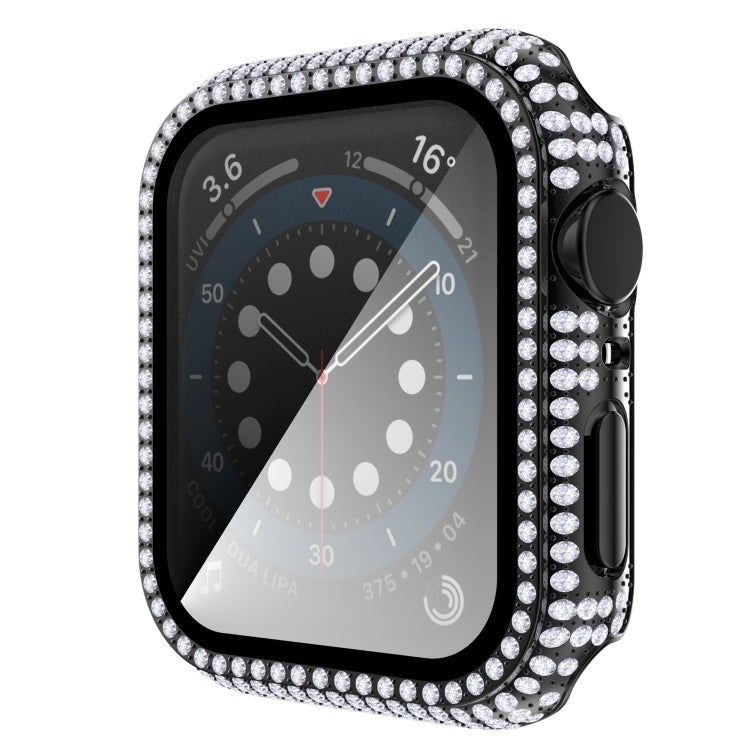 غطاء ساعة من PC الماسي + زجاج مقسى لسلسلة Apple Watch 6 و SE و 5 و 4 40 مم، 6 و SE و 5 و 4 44 مم