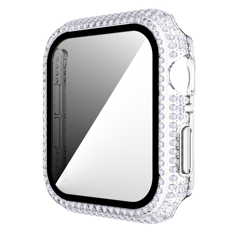 غطاء ساعة من PC الماسي + زجاج مقسى لسلسلة Apple Watch 6 و SE و 5 و 4 40 مم، 6 و SE و 5 و 4 44 مم