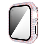 غطاء ساعة من PC الماسي + زجاج مقسى لسلسلة Apple Watch 6 و SE و 5 و 4 40 مم، 6 و SE و 5 و 4 44 مم