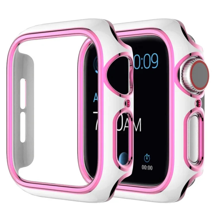 غطاء ساعة من PC مطلي بالكهرباء ذو لونين لسلسلة Apple Watch 6 و SE و 5 و 4 40 مم، 6 و SE و 5 و 4 44 مم