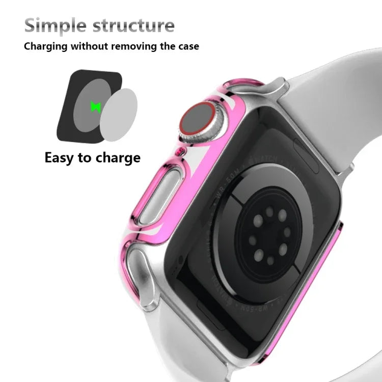 غطاء ساعة من PC مطلي بالكهرباء ذو لونين لسلسلة Apple Watch 6 و SE و 5 و 4 40 مم، 6 و SE و 5 و 4 44 مم