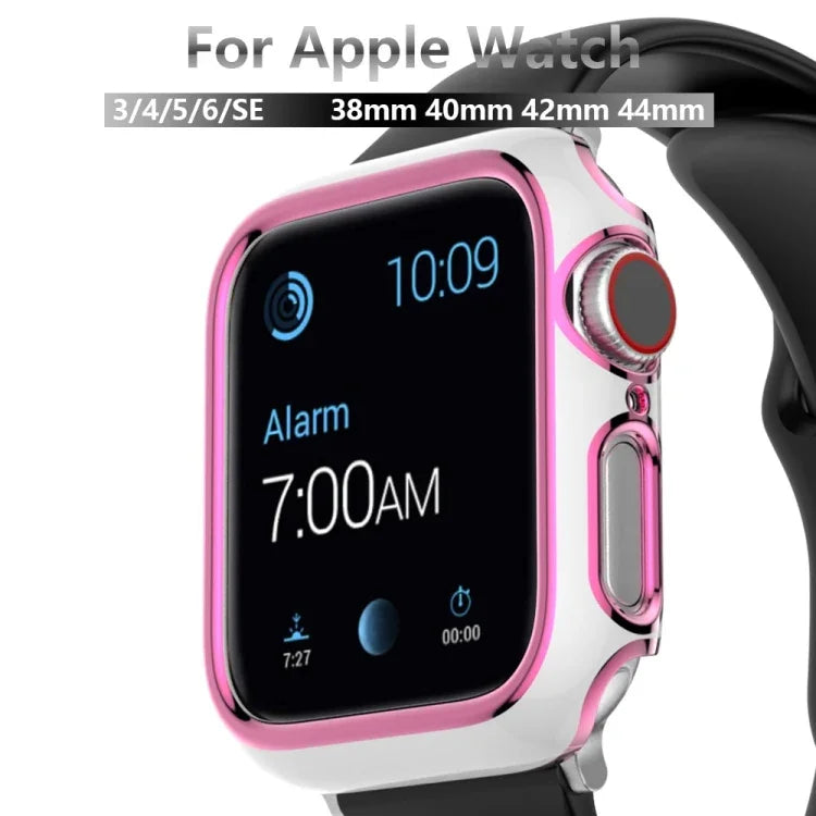 غطاء ساعة من PC مطلي بالكهرباء ذو لونين لسلسلة Apple Watch 6 و SE و 5 و 4 40 مم، 6 و SE و 5 و 4 44 مم