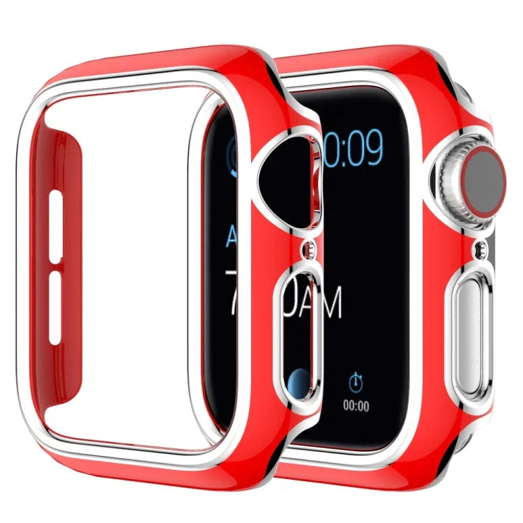 غطاء ساعة من PC مطلي بالكهرباء ذو لونين لسلسلة Apple Watch 6 و SE و 5 و 4 40 مم، 6 و SE و 5 و 4 44 مم