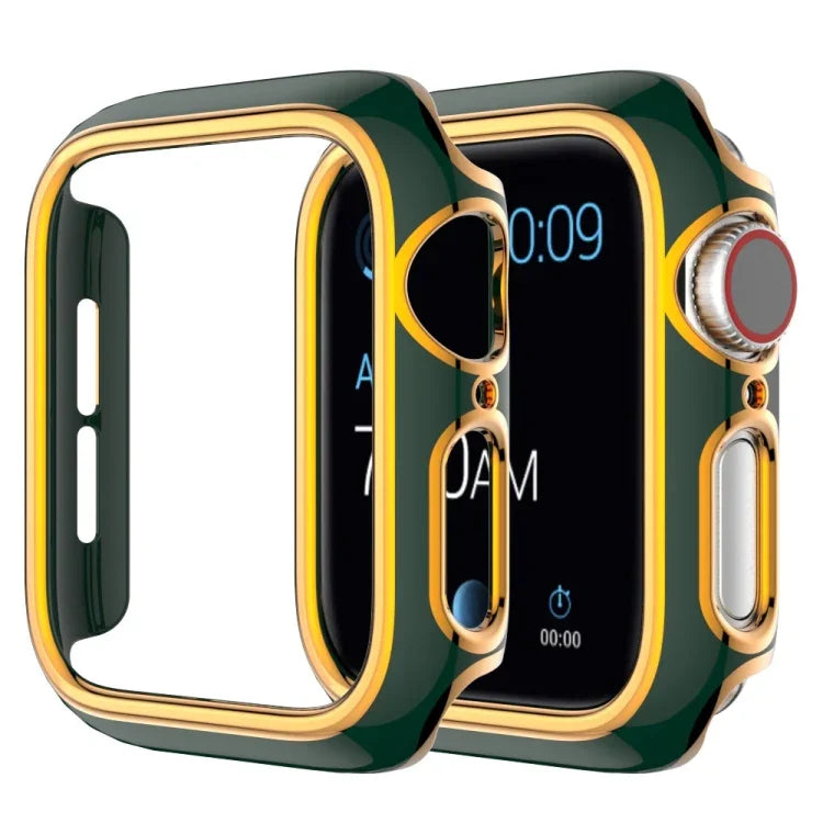 غطاء ساعة من PC مطلي بالكهرباء ذو لونين لسلسلة Apple Watch 6 و SE و 5 و 4 40 مم، 6 و SE و 5 و 4 44 مم