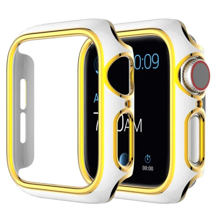 غطاء ساعة من PC مطلي بالكهرباء ذو لونين لسلسلة Apple Watch 6 و SE و 5 و 4 40 مم، 6 و SE و 5 و 4 44 مم