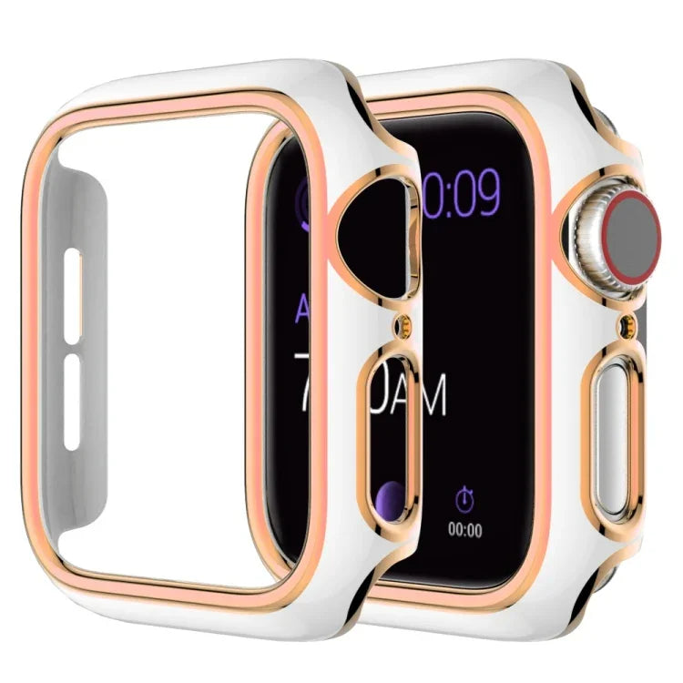 غطاء ساعة من PC مطلي بالكهرباء ذو لونين لسلسلة Apple Watch 6 و SE و 5 و 4 40 مم، 6 و SE و 5 و 4 44 مم