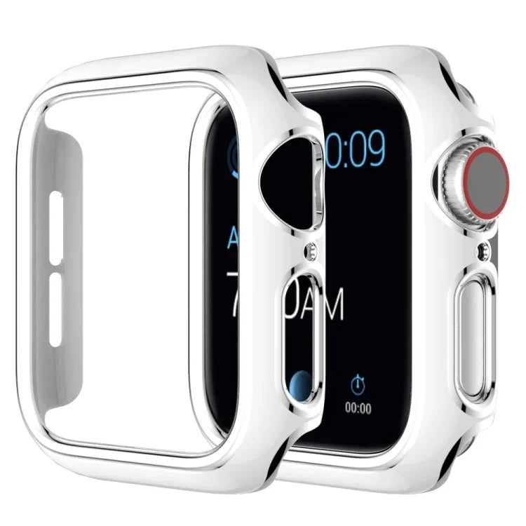غطاء ساعة من PC مطلي بالكهرباء ذو لونين لسلسلة Apple Watch 6 و SE و 5 و 4 40 مم، 6 و SE و 5 و 4 44 مم