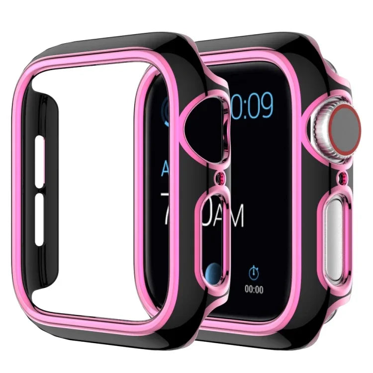 غطاء ساعة من PC مطلي بالكهرباء ذو لونين لسلسلة Apple Watch 6 و SE و 5 و 4 40 مم، 6 و SE و 5 و 4 44 مم