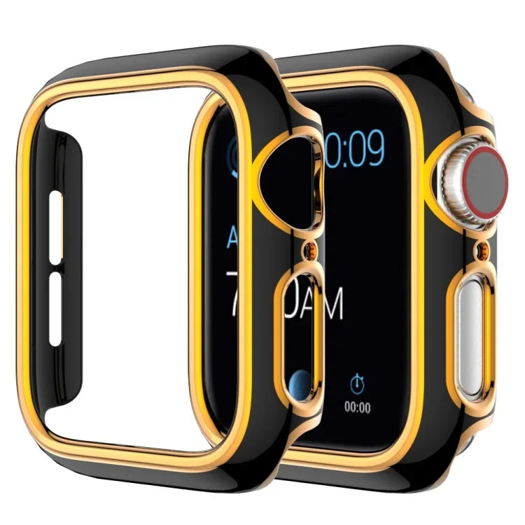 غطاء ساعة من PC مطلي بالكهرباء ذو لونين لسلسلة Apple Watch 6 و SE و 5 و 4 40 مم، 6 و SE و 5 و 4 44 مم