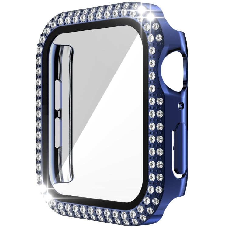 Double-Row Diamond PC+Tempered Glass Watch Case For Apple Watch Series, 6&SE&5&4 40mm, 6&SE&5&4 44mm, 6&SE&5&4 40mm / 3&2&1 38mm