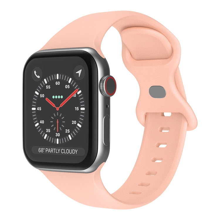Butterfly Buckle Silicone Watchband, Size: S For Apple Watch Series, 7 41mm / 6&SE&5&4 40mm / 3&2&1 38mm