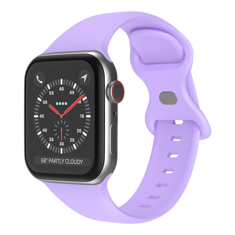 Butterfly Buckle Silicone Watchband, Size: S For Apple Watch Series, 7 41mm / 6&SE&5&4 40mm / 3&2&1 38mm