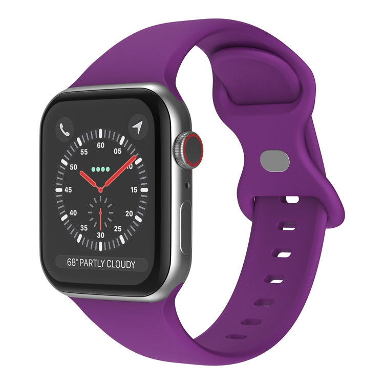 Butterfly Buckle Silicone Watchband, Size: S For Apple Watch Series, 7 45mm / 6&SE&5&4 44mm / 3&2&1 42mm