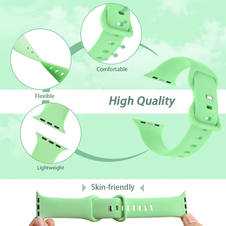 Butterfly Buckle Silicone Watchband, Size: S For Apple Watch Series, 7 45mm / 6&SE&5&4 44mm / 3&2&1 42mm