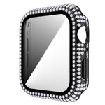 غطاء ساعة من البلاستيك المقوى مع زجاج مقسى مزين بألماس لسلسلة Apple Watch، 3&2&1 38مم، 3&2&1 42مم