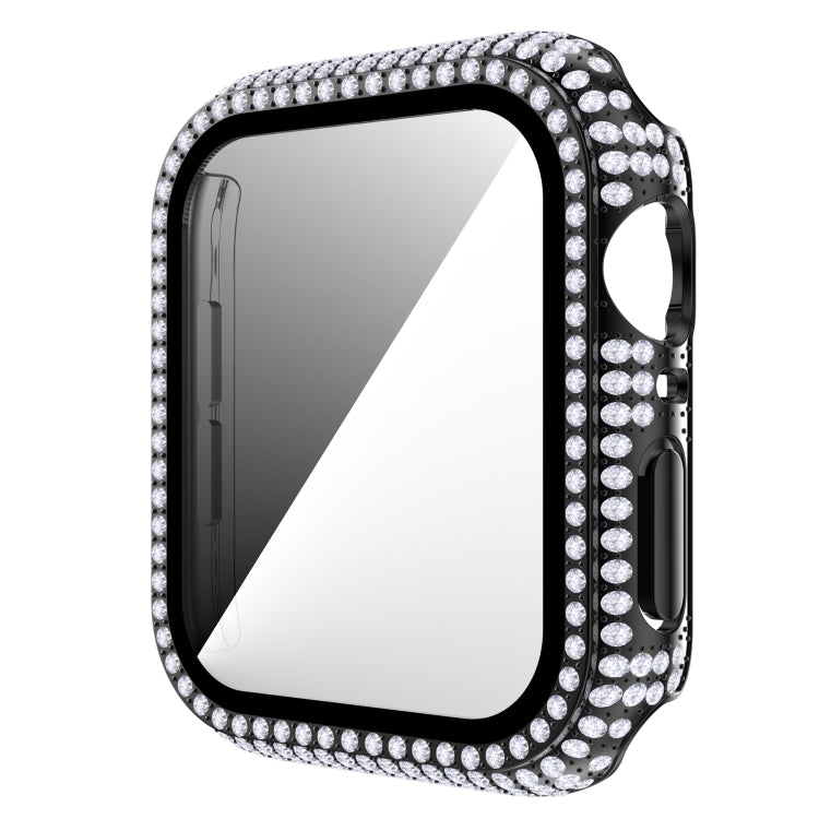 غطاء ساعة من البلاستيك المقوى مع زجاج مقسى مزين بألماس لسلسلة Apple Watch، 3&2&1 38مم، 3&2&1 42مم