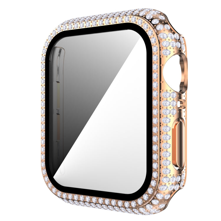 غطاء ساعة من البلاستيك المقوى مع زجاج مقسى مزين بألماس لسلسلة Apple Watch، 3&2&1 38مم، 3&2&1 42مم