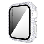 غطاء ساعة من البلاستيك المقوى مع زجاج مقسى مزين بألماس لسلسلة Apple Watch، 3&2&1 38مم، 3&2&1 42مم