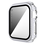 غطاء ساعة من البلاستيك المقوى مع زجاج مقسى مزين بألماس لسلسلة Apple Watch، 3&2&1 38مم، 3&2&1 42مم
