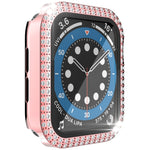 غطاء ساعة مزدوج الصف من البلاستيك المقوى والزجاج المقسى مزين بألماس لسلسلة Apple Watch، 3&2&1 38مم، 3&2&1 42مم