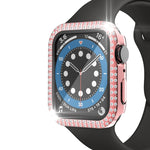 غطاء ساعة مزدوج الصف من البلاستيك المقوى والزجاج المقسى مزين بألماس لسلسلة Apple Watch، 3&2&1 38مم، 3&2&1 42مم