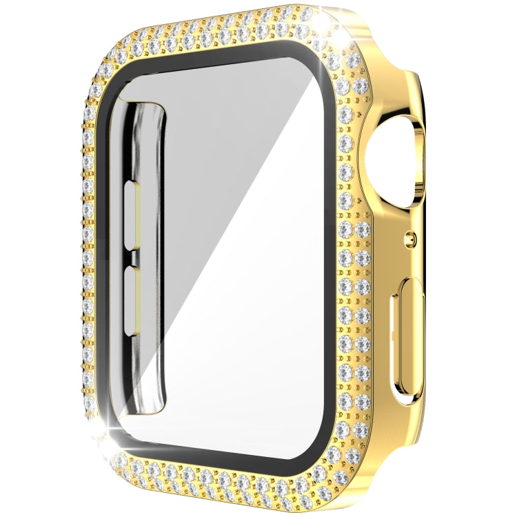 غطاء ساعة مزدوج الصف من البلاستيك المقوى والزجاج المقسى مزين بألماس لسلسلة Apple Watch، 3&2&1 38مم، 3&2&1 42مم