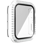 Double-Row Diamond PC+Tempered Glass Watch Case For Apple Watch Series, 3&2&1 38mm, 3&2&1 42mm