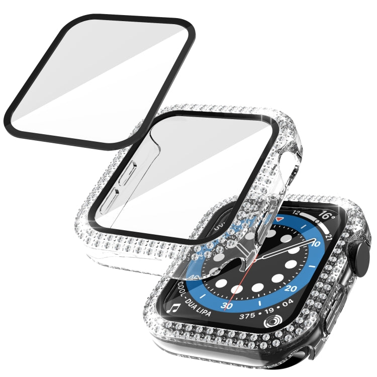 Double-Row Diamond PC+Tempered Glass Watch Case For Apple Watch Series, 3&2&1 38mm, 3&2&1 42mm