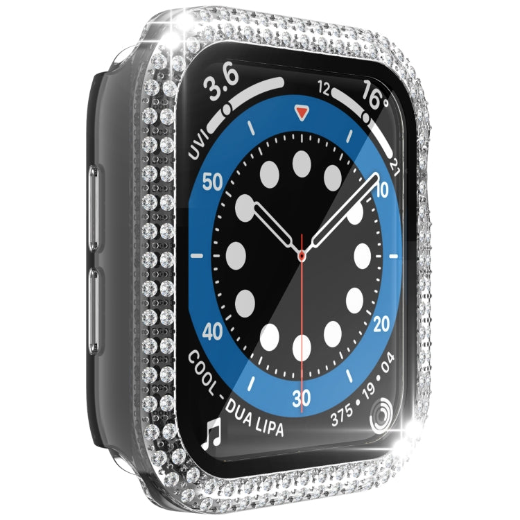 Double-Row Diamond PC+Tempered Glass Watch Case For Apple Watch Series, 3&2&1 38mm, 3&2&1 42mm