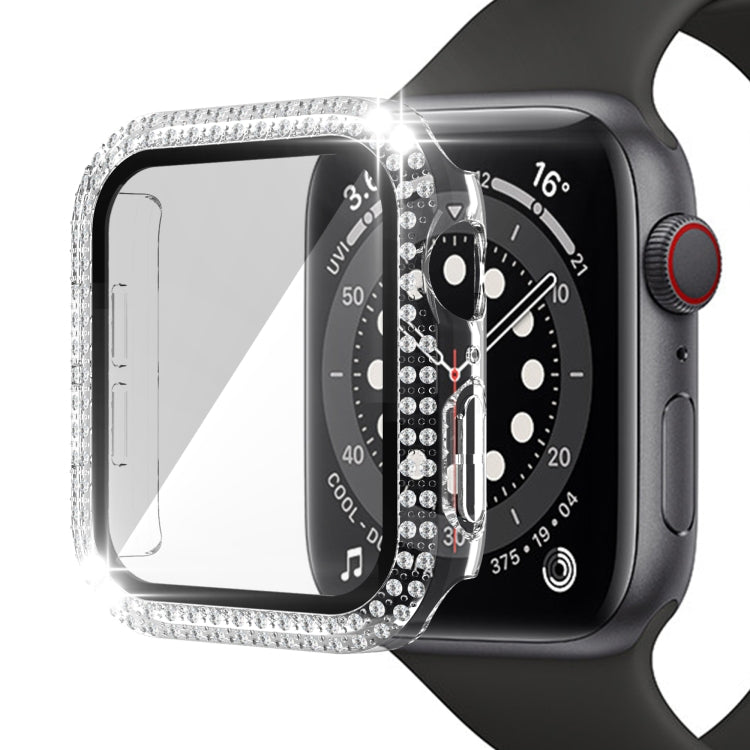 Double-Row Diamond PC+Tempered Glass Watch Case For Apple Watch Series, 3&2&1 38mm, 3&2&1 42mm