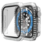 Double-Row Diamond PC+Tempered Glass Watch Case For Apple Watch Series, 3&2&1 38mm, 3&2&1 42mm