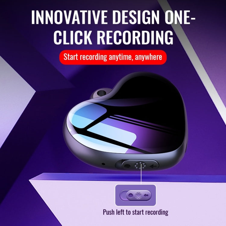 قلم تسجيل ذكي عالي الدقة مع تقليل الضوضاء وتحكم صوتي على شكل قلادة قلب Q66، 4GB، 8GB، 16GB، 32GB، 64GB