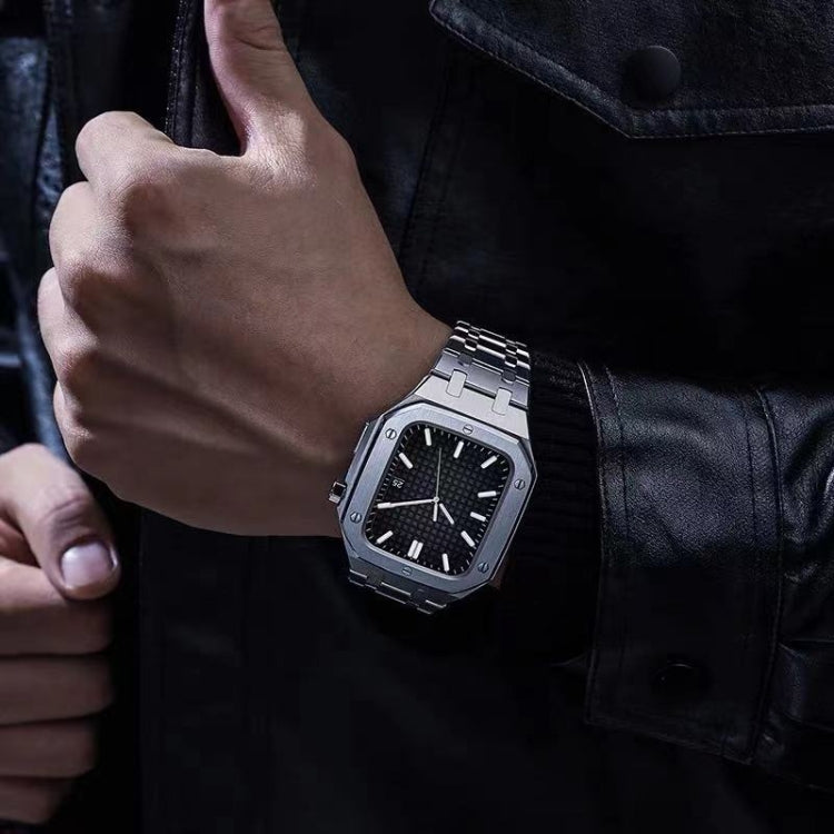 Integrated Oak Metal Watchband + Watch Case For Apple Watch Series 9 / 8 / 7 45mm, For Apple Watch Series 9 / 8 / 7 45mm