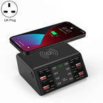 شاحن لاسلكي ذكي بشاشة رقمية 838w 9 في 1 بقوة 100W مع 4 منافذ PD 3.0 USB-C / Type-C + 4 منافذ QC 3.0 USB، قابس الاتحاد الأوروبي، قابس الولايات المتحدة، قابس المملكة المتحدة، قابس أستراليا