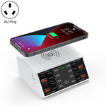 شاحن لاسلكي ذكي بشاشة رقمية 838w 9 في 1 بقوة 100W مع 4 منافذ PD 3.0 USB-C / Type-C + 4 منافذ QC 3.0 USB، قابس الاتحاد الأوروبي، قابس الولايات المتحدة، قابس المملكة المتحدة، قابس أستراليا