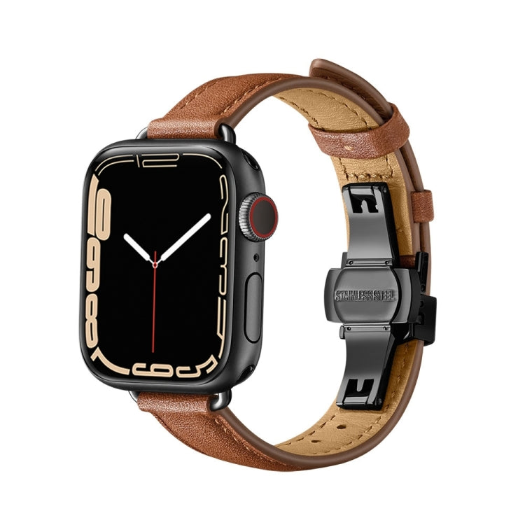 Slimming Butterfly Buckle Watchband For Apple Watch Series, 7 41mm / 6&SE&5&4 40mm / 3&2&1 38mm