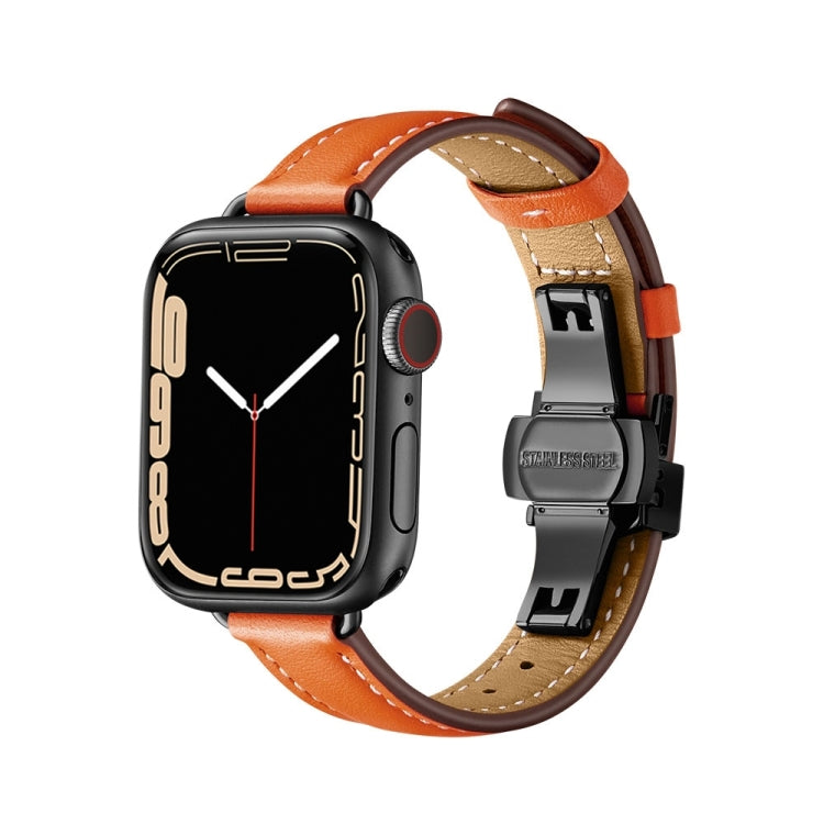 Slimming Butterfly Buckle Watchband For Apple Watch Series, 7 41mm / 6&SE&5&4 40mm / 3&2&1 38mm