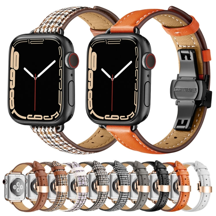 Slimming Butterfly Buckle Watchband For Apple Watch Series, 7 41mm / 6&SE&5&4 40mm / 3&2&1 38mm